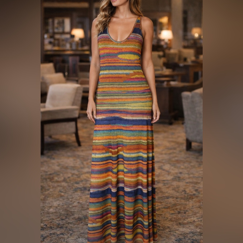 🌈 Veronica M. Multicolor Knit Maxi Dress